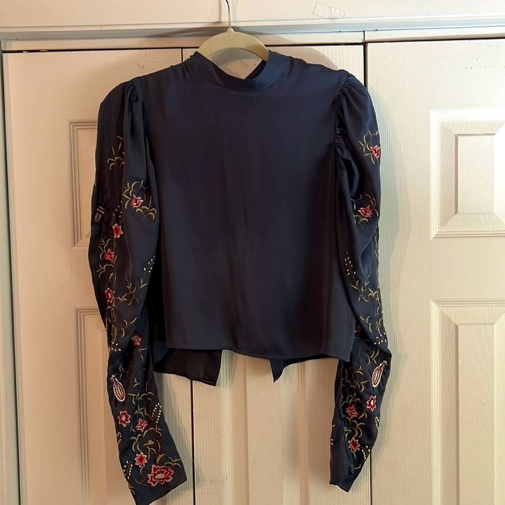 Floral turtleneck blouse
